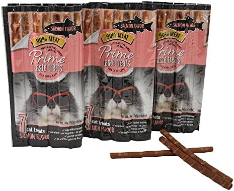  Cat Prime Taste Jerky – Cat Treats – Delicious Soft Cat Snack – 90% Meat – Irresistible Flavors – Special Box (Salmon Flavor, 70 Count)