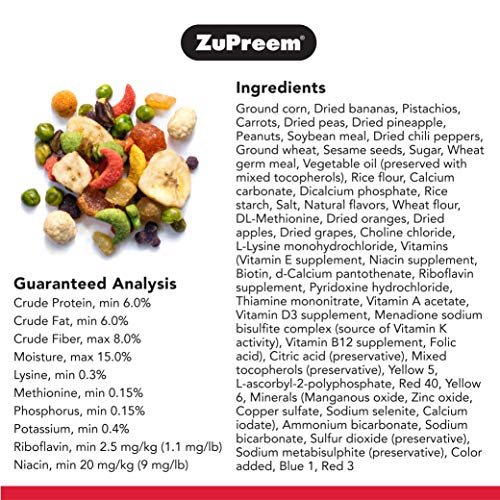  ZuPreem Pure Fun Bird Food For Large Birds, 2 Lb (Pack Of 2) - Variety Blend Of Fruit, FruitBlend Pellets, Vegetables, Nuts For Amazons, Macaws, Cockatoos
