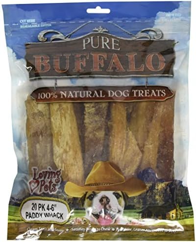  Loving Pets Pure Buffalo Paddy Whack Backstrap Tendon 4-6 Inch Dog Treat, 20-Pack [2-Pack]