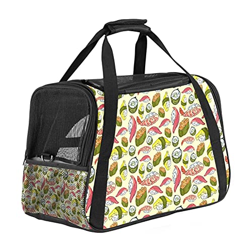  Pet Carrier Cute Sushi Japanese Food Soft-Sided Pet Travel Carriers For Cats,Dogs Puppy Comfort Portable Foldable Pet Bag Airline Approved