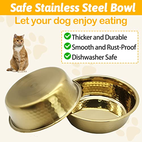  Kathson 3pcs Premium Stainless Steel Dog Bowls, Hammered Thickened Metal Dog Bowl Feeding Or Water Bowls For Small/Meidum/Large Sized Dogs&Cats Stackable Metal Cat Bowl Dishwasher Safe
