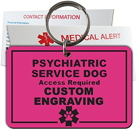 My Identity Doctor Psychiatric Service Dog ID Tag Custom Engraved Rectangle Plastic - Blue - Medium