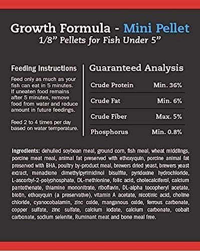  Blue Ridge Fish Food Pellets [2lb] Koi And Goldfish Growth Formula, Mini Floating Pellet, Balanced Diet