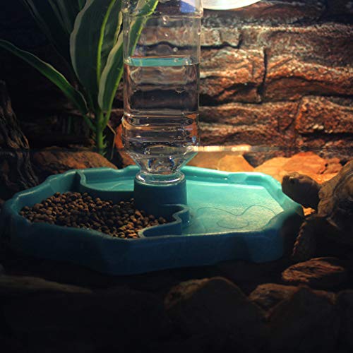  7haofang Reptile Feeder 2 In 1 Automatic Water Food Feeding Plate Lizard Turtle Dispenser