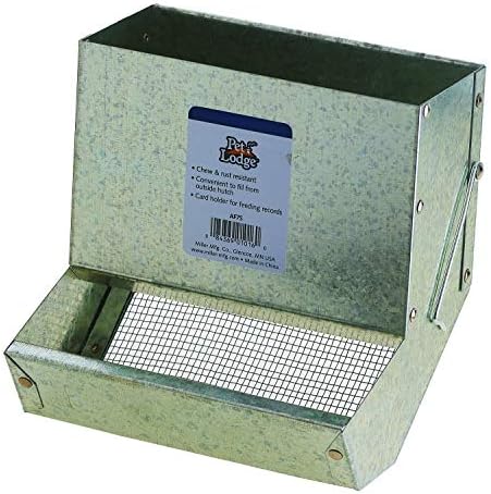  Pet Lodge® Steel Small Animal Feeder With Lid | Cage Rabbit Feeder | Holds Several Days Worth Of Food | 5 Inch