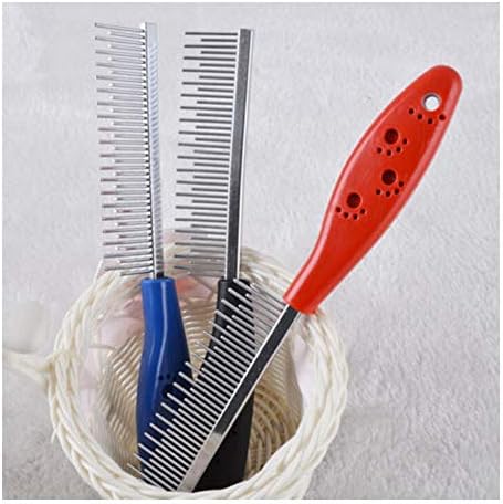  YangYan Pet Dog Cat Metal Double Row Teeth Brush Grooming Hair Comb Rake Tool Useful (Color : Random Color, Size : M)