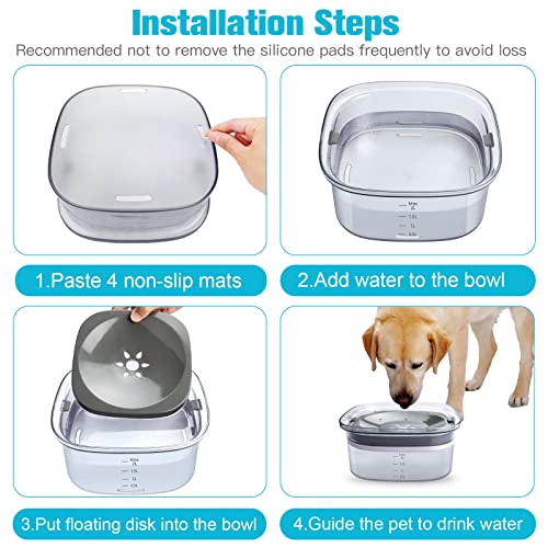  UPSKY 70oz Dog Water Bowl 2L No Spill Large Capacity Slow Feeder, Spill Proof Pet Water Dispenser Vehicle Carried Travel Drinking Water Bowl For Dogs, Cats
