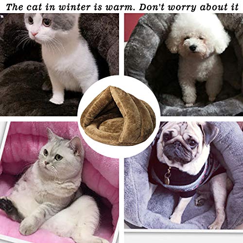  Watonic Cat Bed Winter Warm Triangular Cat Litter Pet Kennel And Dog Mat Thick Sleeping Bag Bed For Cats & Small Dogs Calming Cozy Covered Cushion Cuddlers Burrowers(B,26x36x4cm)