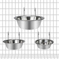  Wontee Pet Bowl Stainless Steel Hanging Food Water Bowls Bird Cage Feeder For Birds, Parrots, Small Sized Dogs And Cats (S+M+L)
