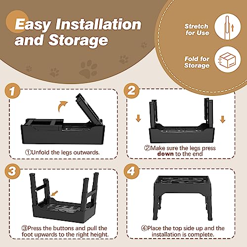  Tivray Elevated Slow Feeder Dog Bowls For Large Dogs, 2.2L Large Capacity Raised Slow Feeder Dog Bowls With 4 Adjustable Heights, Non-Slip Dog Food Bowl Stand Slow Eating Bowl Prevents Choking, Black