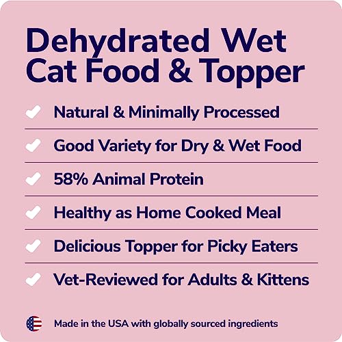  Miracle Vet Dehydrated Cat Food And Dry Topper - Natural Chicken And Vegetable Risotto - Grain Free Cat Food For Adults, Kittens - 58% Animal Proteins - Vet-Reviewed - Makes 2 LB Healthy Raw Wet Food