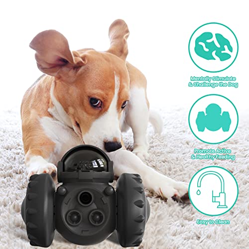  Dog Puzzle Toys, Interactive Treat Toy Food Dispenser, JOSMAX Robot Wheel Slow Feeder Toys For Smart Dogs To Keep Them Busy, Enrichment Toys For IQ Training Mind Improvement - Black