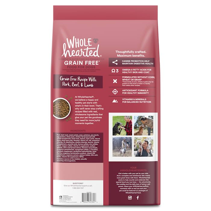  WholeHearted Grain Free Pork, Beef & Lamb Recipe Dry Dog Food, 25 Lbs.