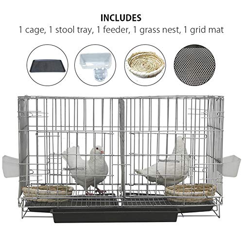  Kelendle Pigeon Cage Rabbit Cage Small Animal Cage Pet Habitat Wire Pet Home Frame Bunny House With Food Dish Tray Accessories For Medium Bird Parrot Chicken Duck Cat (19.7x13.8x16.6 Inches)