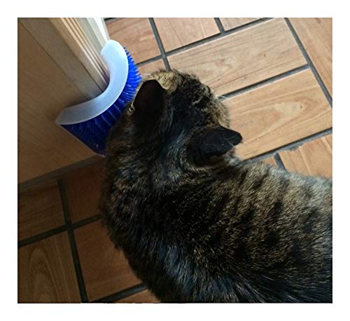  YangYan Pet Cat Self Groomer For Cat Grooming Tool Hair Removal Comb Dogs Cat Brush Hair Shedding Trimming Massage Device With Catnip (Color : Lake Blue, Size : 9x13cm)