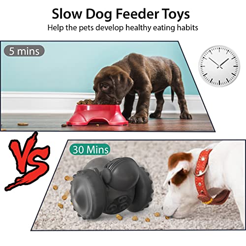  Dog Puzzle Toys, Interactive Treat Toy Food Dispenser, JOSMAX Robot Wheel Slow Feeder Toys For Smart Dogs To Keep Them Busy, Enrichment Toys For IQ Training Mind Improvement - Black
