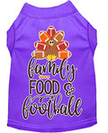  Family, Food, And Football Screen Print Dog Shirt Purple XL
