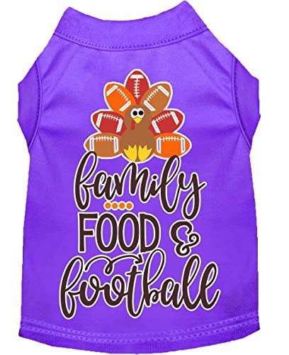  Family, Food, And Football Screen Print Dog Shirt Purple XL