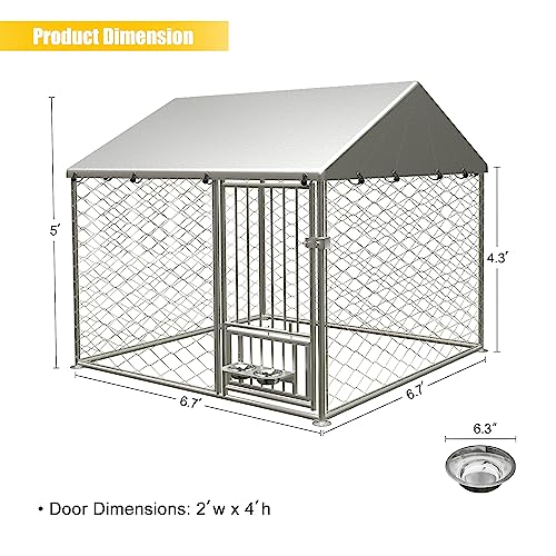  Tmsan Dog Kennel Outdoor, Dog House With Waterproof Roof & Secure Lock, Large Dog Crate Fence, Outside Pet Playpen For Chicken, Rabbit, Cat, 6.67ft