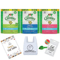  Feline Greenies Dental Crunchy Treats For Cats Mega Size Variety Bundle Pack With Funny Cat Tales, Cat Toys, And Mini Catnip (Catnip, Tempting Tuna, Savory Salmon)