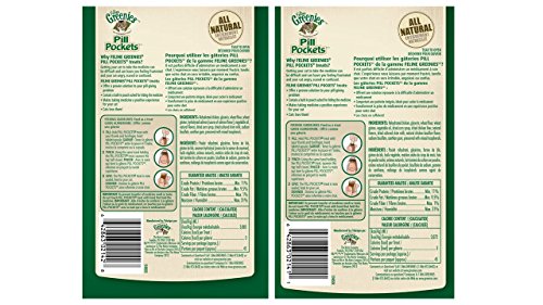  Greenies Feline Pill Pockets Cat Treats, (2), 1.6 Oz. Bags (90 Treats)