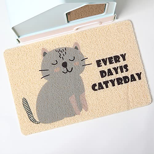  PetEiZi Cat Litter Mat Trap, Pet Food Catching Placemat, Super Cute Easy To Clean 24"×16" Large Durable For Cats And Dogs - Everyday Is Catyrday