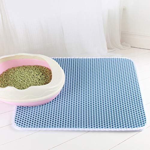 SONGBIRDTH Cat Litter Mat Double-Layer Waterproof Pad Pet Cleaning Supplies For Indoor,Breathable Cotton Blend,Removable Easy To Clean Blue M