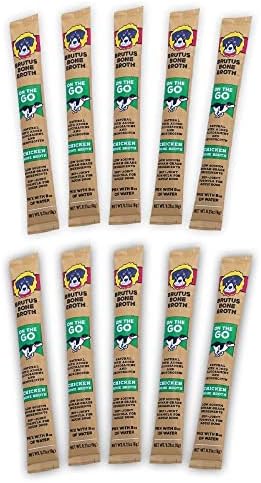  Brutus Instant Vegetable Broth For Dogs & Cats | Natural W/Omegas & Turmeric For Healthy Coat & Skin |Made In USA | Human Grade | Hydrating Dog Food Topper, Gravy, & Treat Vegan Salmon 10-pk