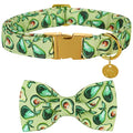  DOGWONG Summer Dog Collar With Bowtie, Green Avocado Dog Collar Comfortable Durable Fruit Dog Collar For Small Medium Large Dog