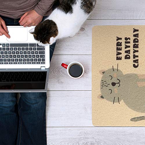  Outdoor Mats Cat Litter Mat, Cat Pad Cat Food Feeding Mat Pet Cushion Cat Litter Pad Washable Dog Cat Mat For Litter Boxes， Grey Cat Pattern Electric Litter Box