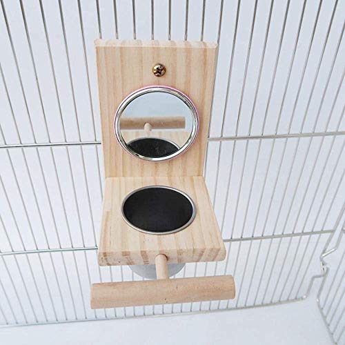  Pet Wooden Wild Bird Feeders For Outdoor Proof Nuts Feed Multipurpose Bird Feeding Station With Mirror Toy For Parrots Bird Parakeets Cockatiels Bowl