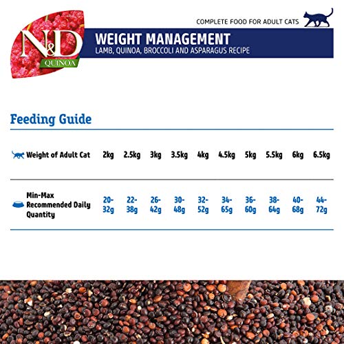  Farmina N&D Functional Quinoa Weight Management Lamb Broccoli And Asparagus Dry Cat Food 3.3 Pounds