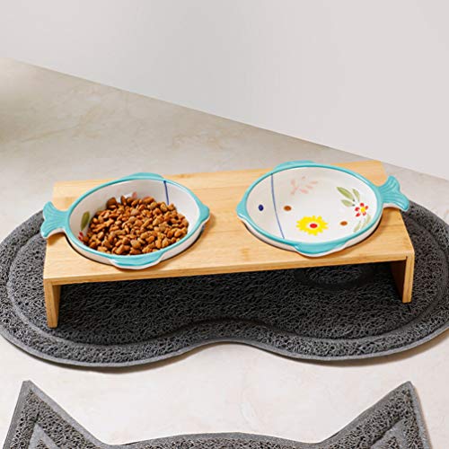  Balacoo Ceramic Cat Bowl Pet Food Bowls Neck Cat Feeder Bowl Ceramic Raised Bowls With Stand Pet Feeder And Waterer Station For Dog Cat Puppy Kitten (Random Color) Ceramic Cat Bowls
