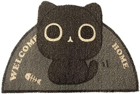 GENERIC Cat Litter Trapping Mat 23.6"x 15" For Cat Litter Box, Bathroom Mat, Bedroom Mat, Soft On Paws, Easy To Clean, Durable Cat Dog Bath Mat, Ripple Rug For Pet (Black Cat)