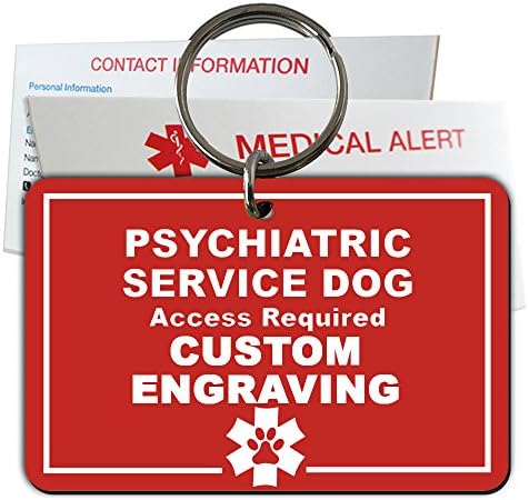  My Identity Doctor Psychiatric Service Dog ID Tag Custom Engraved Rectangle Plastic - Blue - Medium