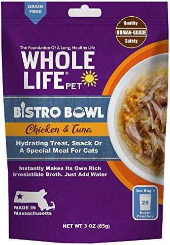  Whole Life Pet Bistro Bowl For Cats - Human Grade Instant Hydrating Treat, Snack Or Special Meal. Creates Its Own Rich Broth - Just Add Water