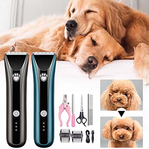 GENERIC Pet Clippers Low Noise Rechargeable Cordless Electric Quiet Body Wash Grade 7 Waterproof Hair Clippers Set Pet Supplies For Small Dogs Clearance (Black, One Size)