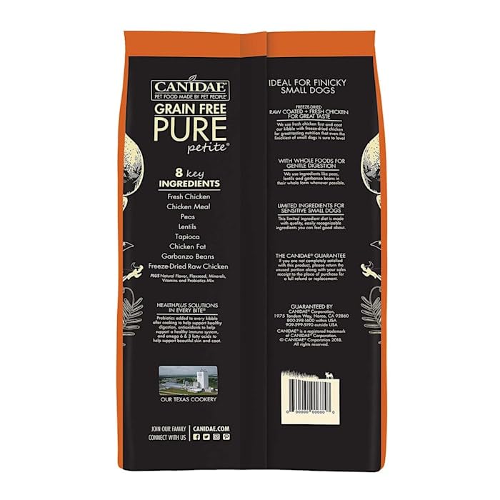  Canidae Pure Petite Premium Freeze-Dried Raw Coated Dog Food For Small Breeds, Real Chicken Recipe, 4 Lbs, Grain Free