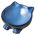  Nihow Ceramic Basic Cat Bowls: 6.25 Inch Cat Bowl For Food & Water - Food Grade Cat Dish For Large-Sized Cat/Medium-Sized Dog - Microwave & Dishwasher Safe -Elegant Blue & Black (8.5 OZ /1 PC)