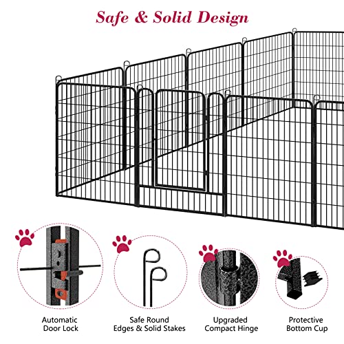  Jhsomdr 40" Outdoor Dog Fence Portable Dog Playpen For Small Medium Large Dogs, Dog Kennel Outdoor 28 Panels Pet Playpen Heavy Duty Dog Play Pens For Puppys Dog Fence For RV Camping
