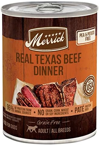  Merrick Grain Free Wet Dog Food Real Texas Beef Recipe - 12.7 Ounce (Pack Of 12)