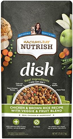  Rachael Ray Nutrish Dish Premium Dry Dog Food, Chicken & Brown Rice Recipe With Veggies & Fruit, 11.5 Pound