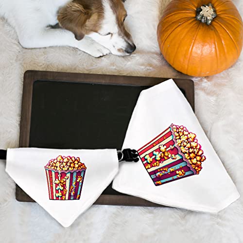 GENERIC Popcorn Pet Bandana Collar - Food Print Scarf Collar - Colorful Dog Bandana - XL