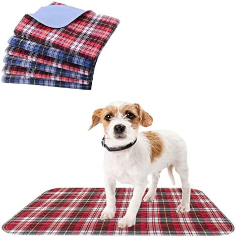 KOOLTAIL Washable Pee Pads For Dogs - Waterproof & Non-Slip Plaid Puppy Potty Training Pads, Reusable Whelping Pads, Dog Food Feeding Mat,Blue & Purple & Brown