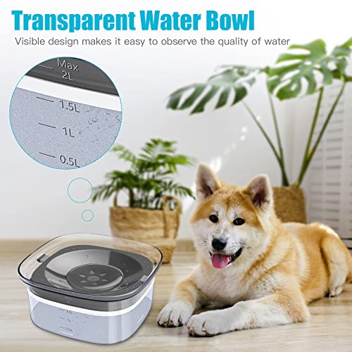  UPSKY 70oz Dog Water Bowl 2L No Spill Large Capacity Slow Feeder, Spill Proof Pet Water Dispenser Vehicle Carried Travel Drinking Water Bowl For Dogs, Cats
