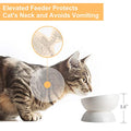  YouPeng Raised Cat Food And Water Bowl, Tilted Elevated Cat Food Bowls No Spill, Ceramic Cat Food Feeder Bowl, For Protect Cat's Spine, Anti Vomiting, Backflow Prevention, 15oz