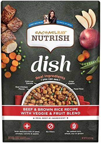  Rachael Ray Nutrish Dish Premium Dry Dog Food, Chicken & Brown Rice Recipe With Veggies & Fruit, 11.5 Pound