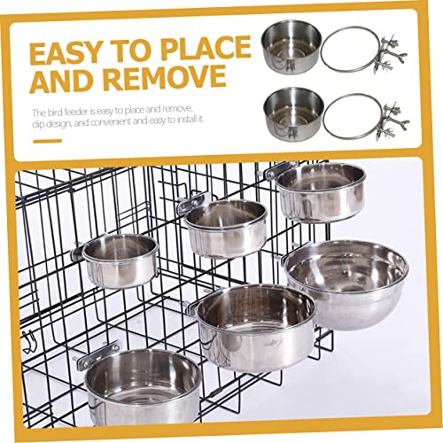  Mipcase 6 Pcs Feeder Metal Bird Feeder In House Bird Feeder Metal Dog Bowl Bird Cage Mount Bowl Water Bowl For Parakeet Bird Food Container Bird Feeder For Cage Feeding Basin For Bird Pet