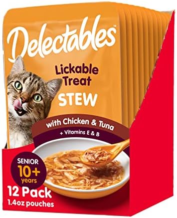  Hartz Delectables Stew Senior Lickable Wet Cat Treats, Multiple Flavors 1.4 Ounce (Pack Of 12)