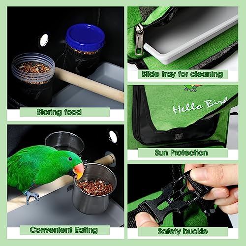  HUMLANJ Large Bird Carrier Backpack, Portable Bird Carrier Travel Cage, Outdoor Breathable Pet Bird Carrier Travel Bag With Standing Perch And Tray For Medium To Large Birds, Parrots